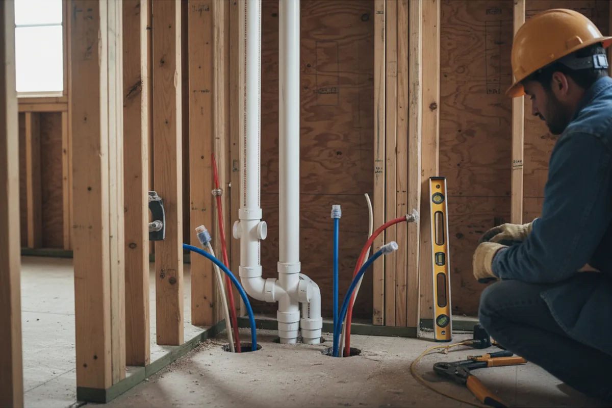 Drain and supply rough-in during Leak Detection in Marinette