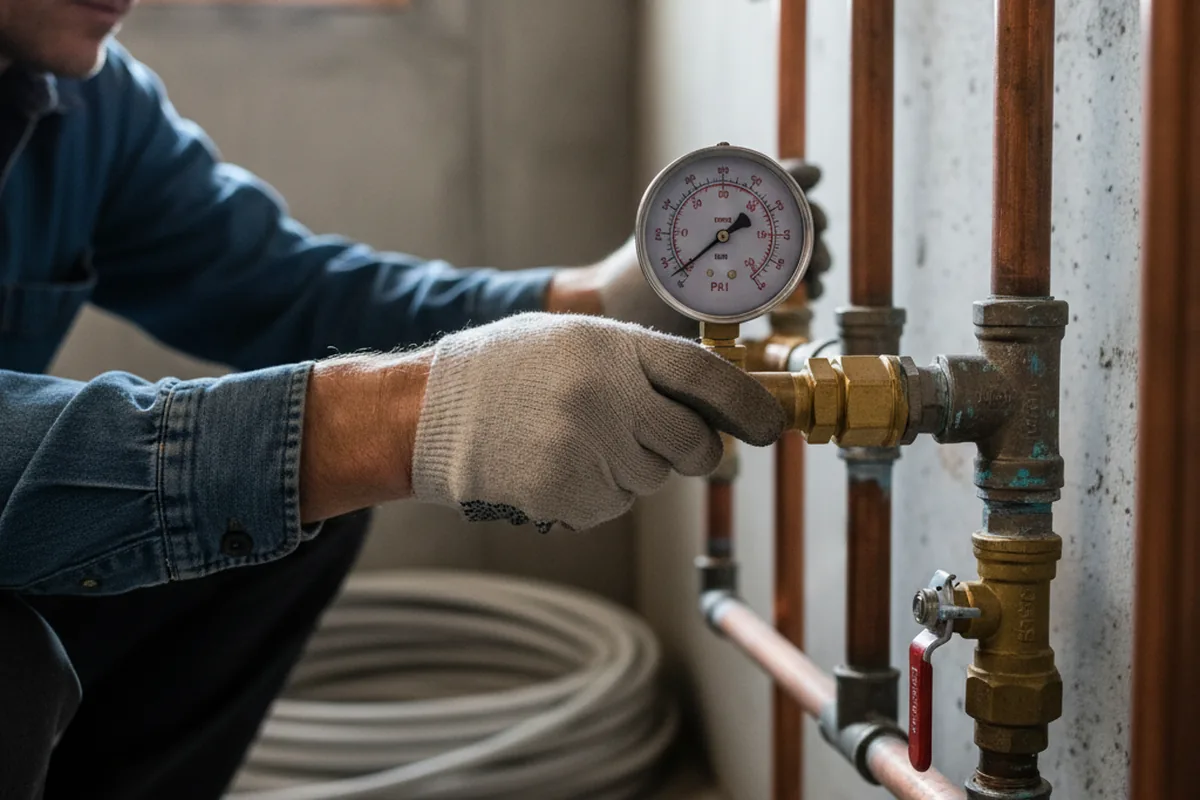 Pressure testing a repaired line during Water Line Repair in Marinette